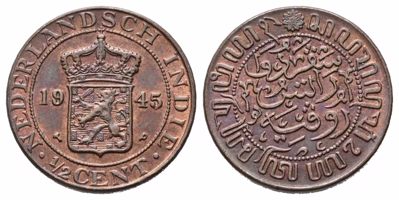 Nizozemí, 1/2 Cent 1945 - Nizozemská Indie