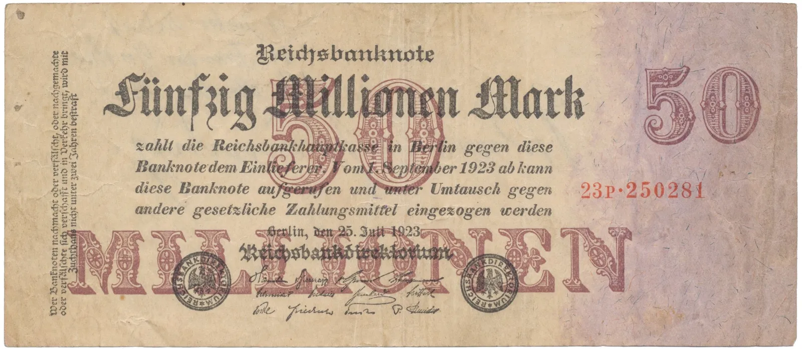 Německo, 50 Millionen Mark 1923, Ro.97b