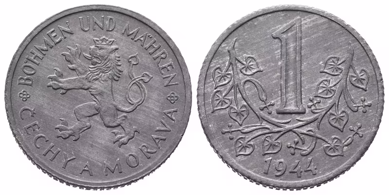 1 Koruna 1944, krásná zachovalost