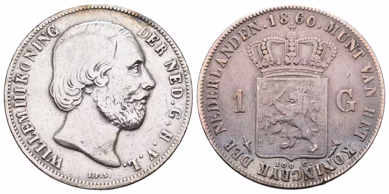 Nizozemí, 1 Gulden 1860 - Vilém III.