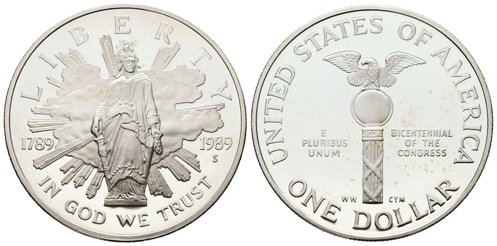 USA, 1 Dollar 1989 - Bicentennial of Congress, PROOF