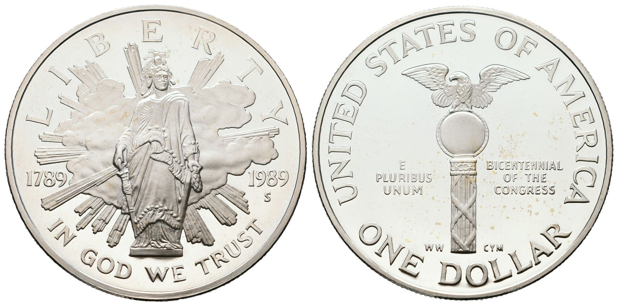 USA, 1 Dollar 1989 - Bicentennial of Congress, PROOF