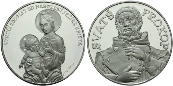 Medaile b.l. (2000) - 2000 let od narození Ježíše Krista - Svatý Prokop, PROOF