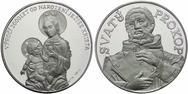 Medaile b.l. (2000) - 2000 let od narození Ježíše Krista - Svatý Prokop, PROOF