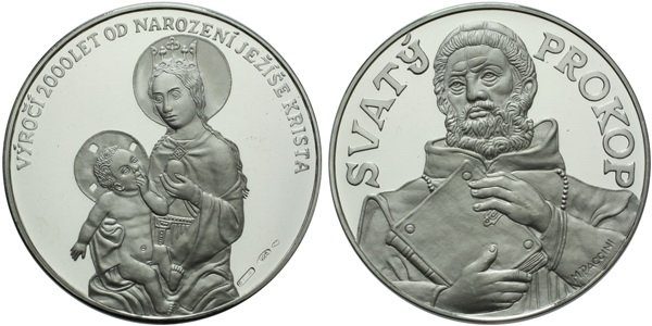Medaile b.l. (2000) - 2000 let od narození Ježíše Krista - Svatý Prokop, PROOF
