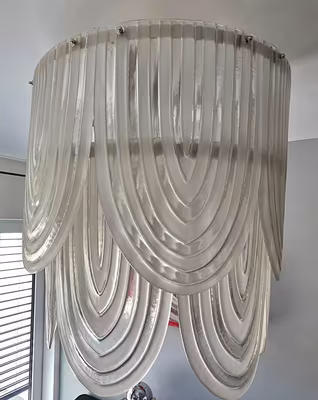 Murano - Murano - Art deco lustr, ručně foukané čiré sklo, Itálie, 50. léta 20. st.