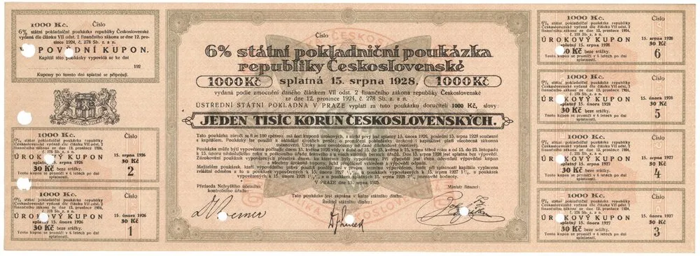 Státní pokladniční poukázky, 1919 - 1939 — 1