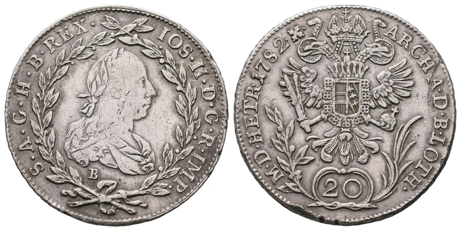 Josef II., 20 Krejcar 1782 B, Kremnica