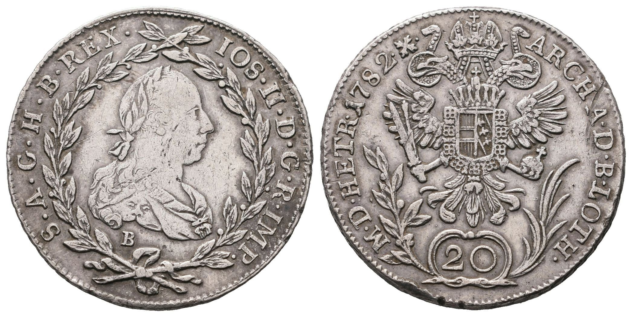 Josef II., 20 Krejcar 1782 B, Kremnica
