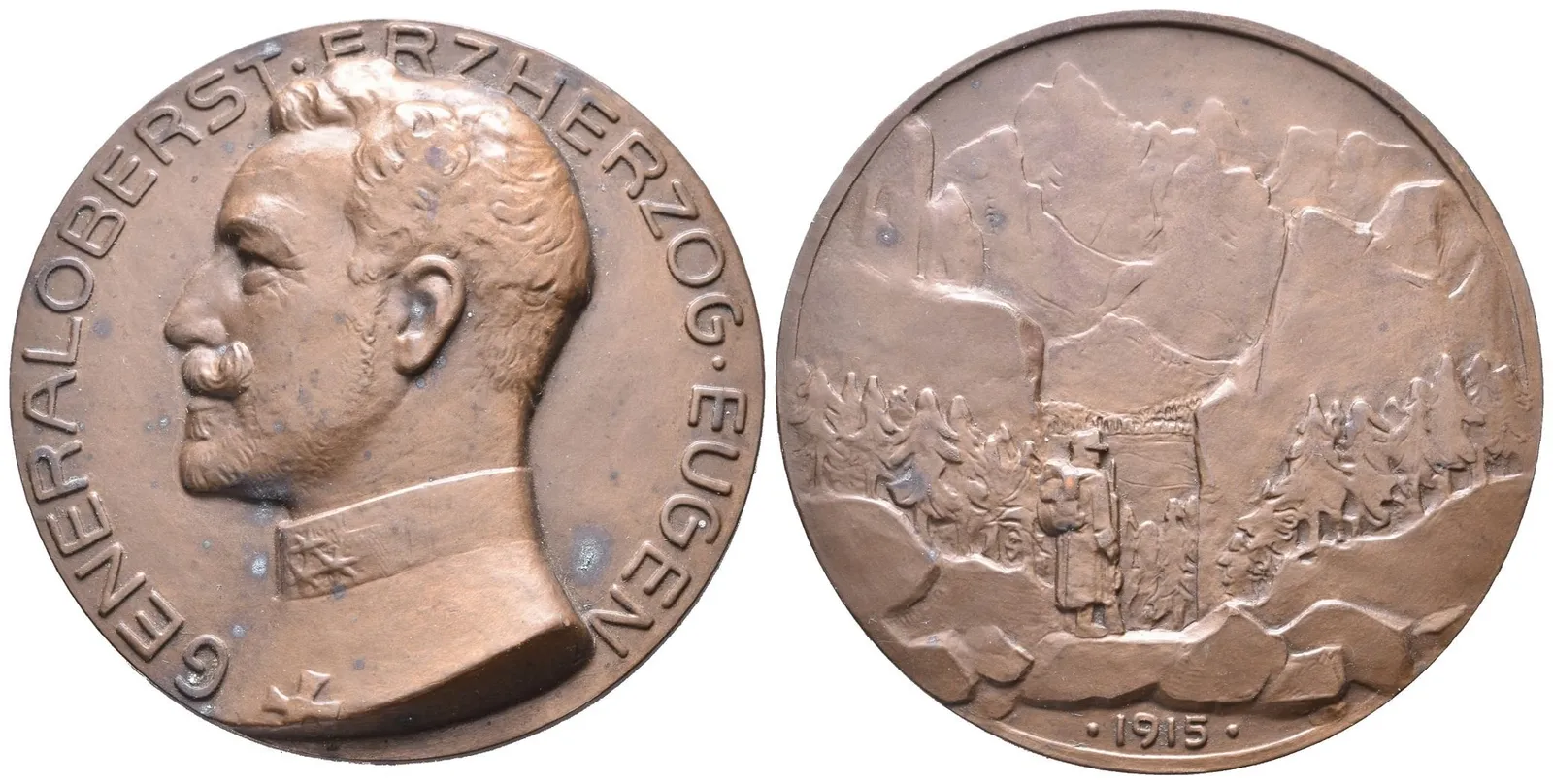 AE Medaile 1915 (Scholz) - Generálplukovník arcivévoda Evžen, Bronz 60 mm, Haus.571, — 1