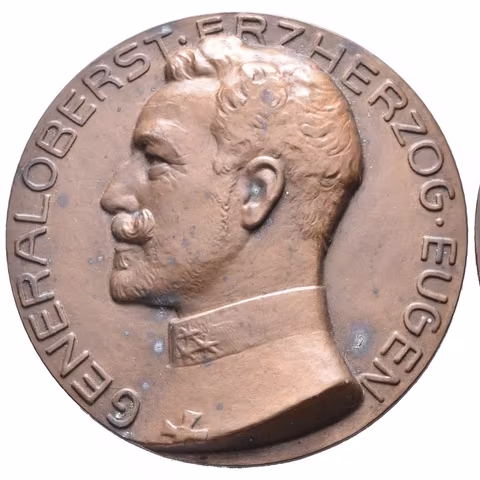 AE Medaile 1915 (Scholz) - Generálplukovník arcivévoda Evžen, Bronz 60 mm, Haus.571,