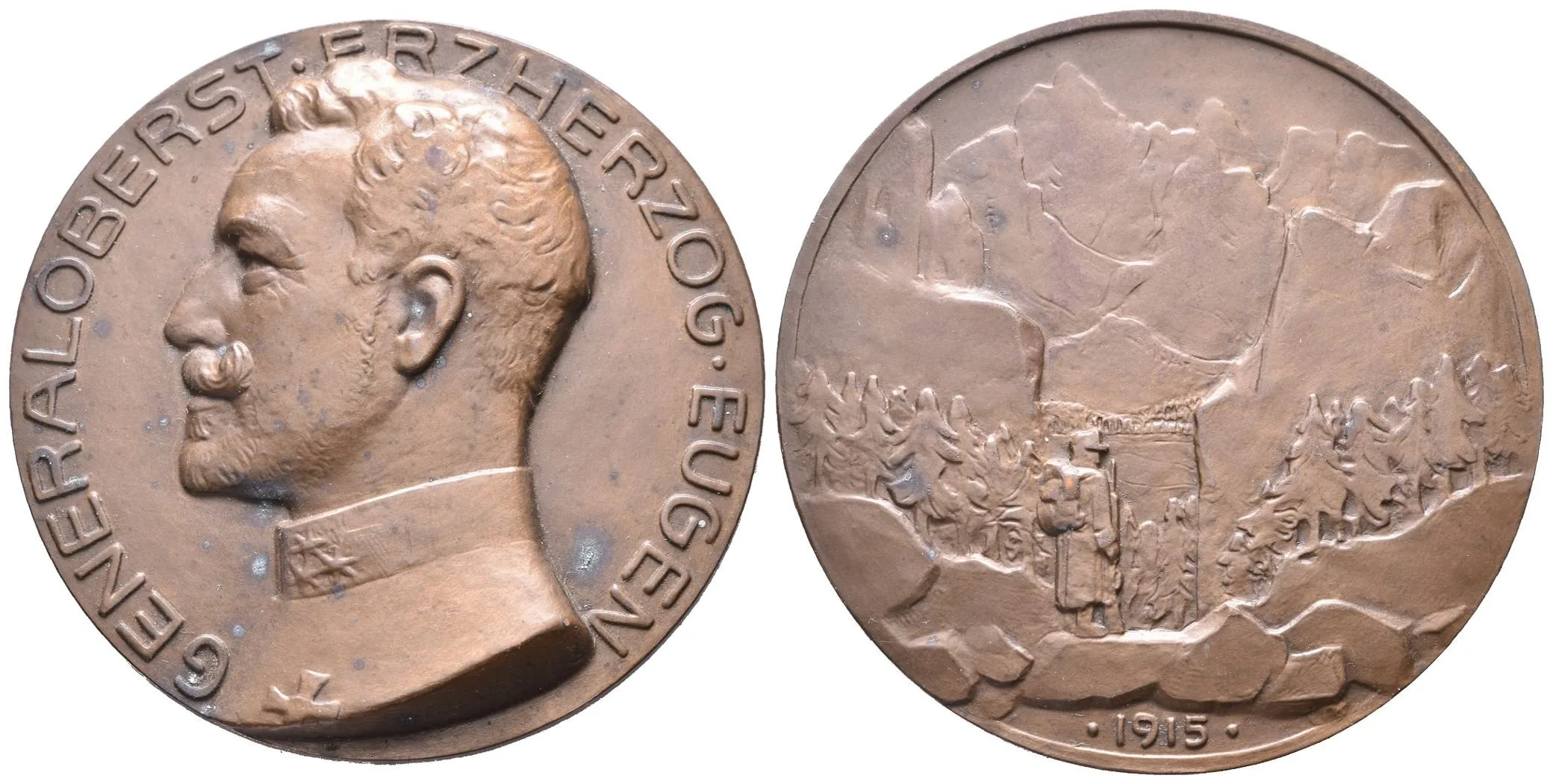 AE Medaile 1915 (Scholz) - Generálplukovník arcivévoda Evžen, Bronz 60 mm, Haus.571, — 1