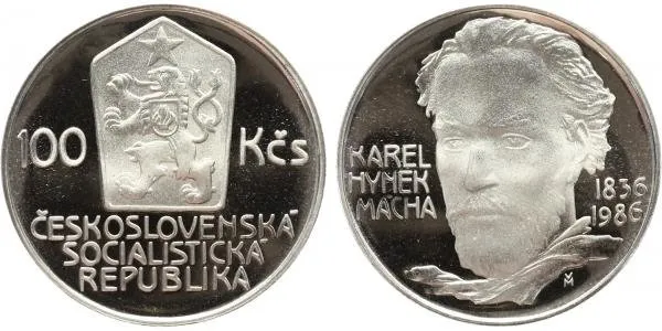 100 Kčs 1986 - Karel Hynek Mácha, PROOF