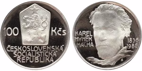 100 Kčs 1986 - Karel Hynek Mácha, PROOF