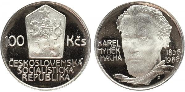 100 Kčs 1986 - Karel Hynek Mácha, PROOF