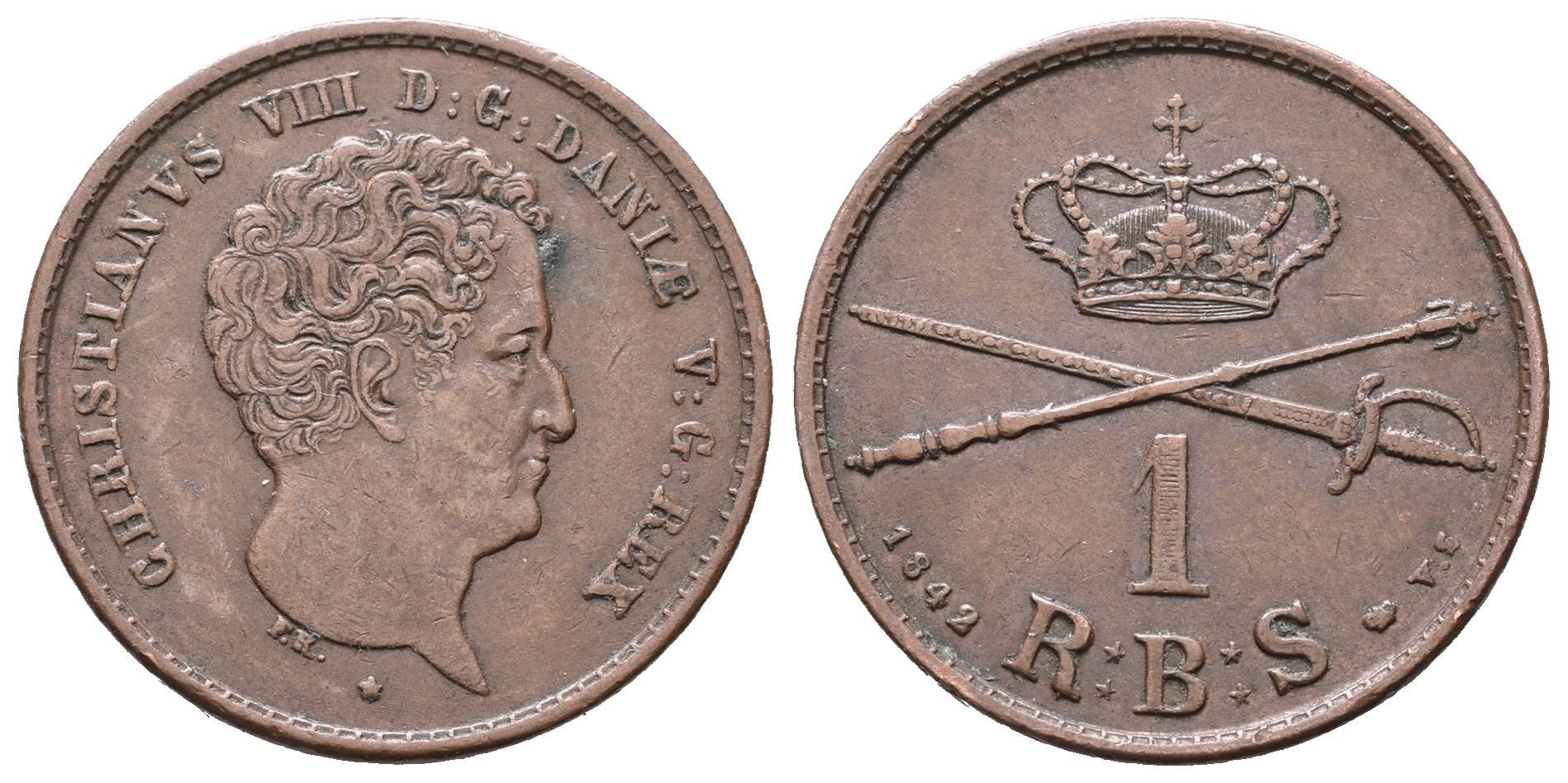 Dánsko, 1 Šilink 1842 VS