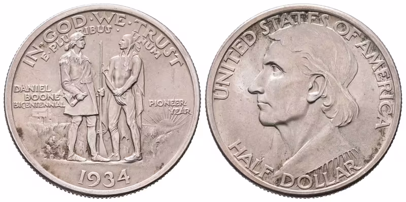 USA, 1/2 Dollar 1934 - Daniel Boone Bicentennial