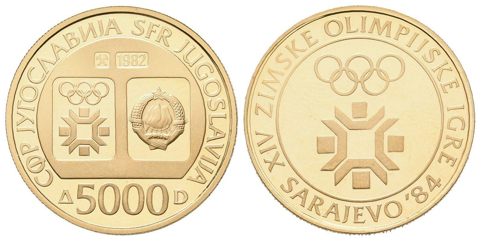 Jugoslávie, 5000 Dinar 1982 - ZOH Sarajevo