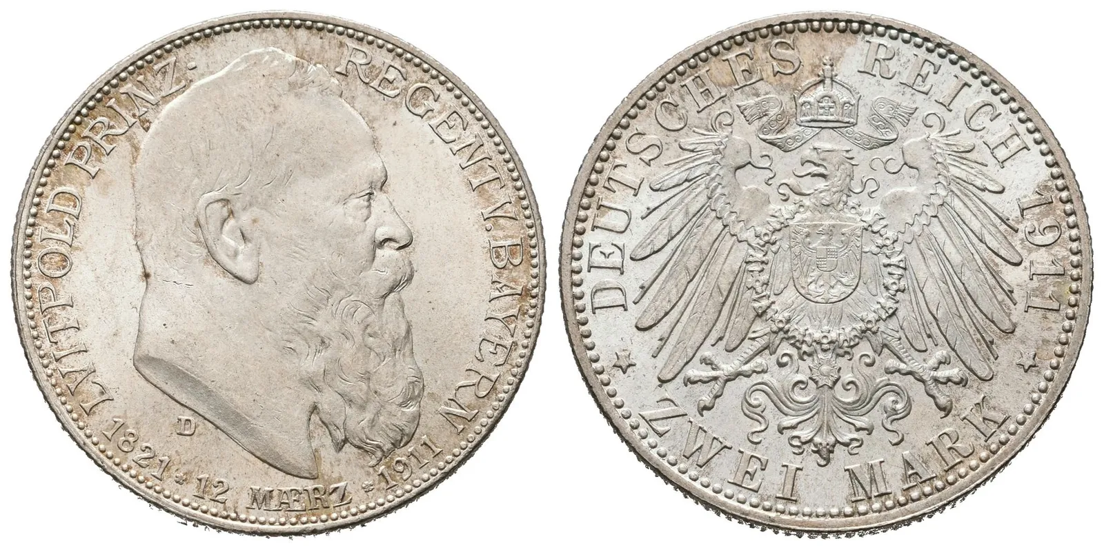 Bavorsko, 2 Marka 1911 D - 90. výročí narození