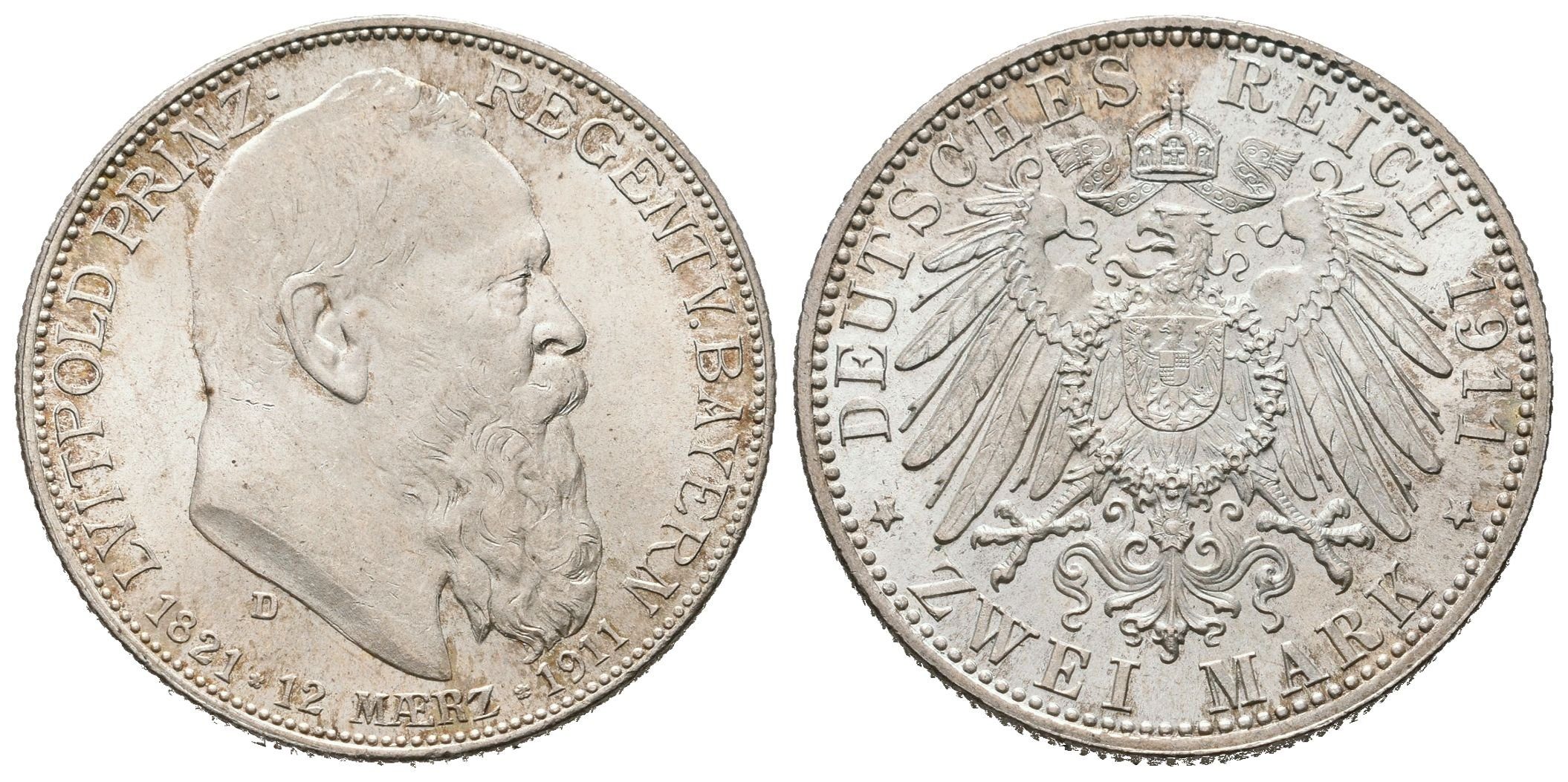 Bavorsko, 2 Marka 1911 D - 90. výročí narození