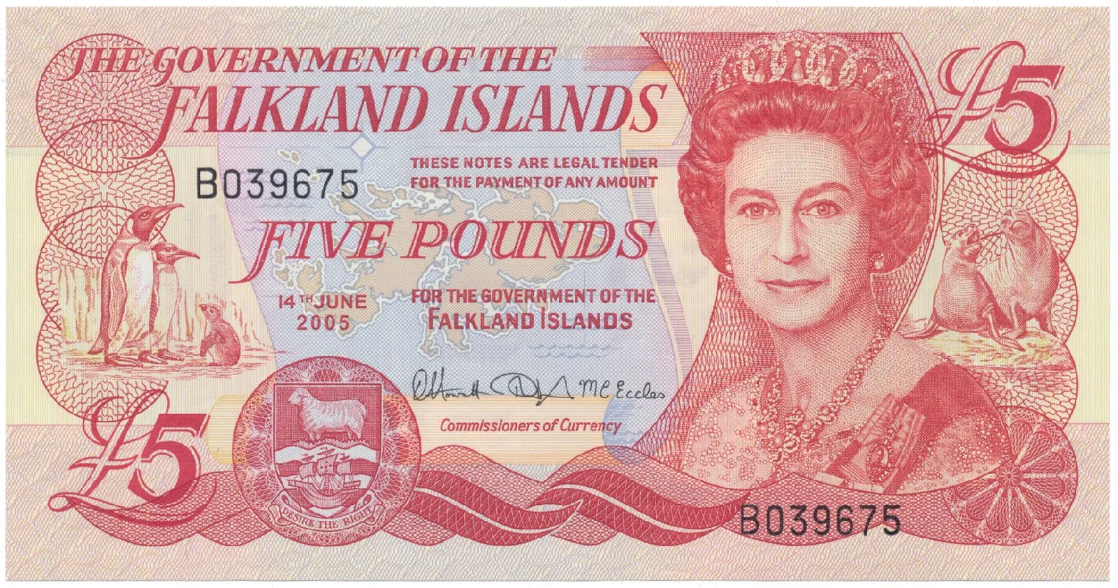 Falklandy, 5 Pounds 2005, P.17a