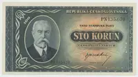 Československo, 100 Koruna b.d. (1945), perforace 3 md v obloučku, Hej.74a.S2