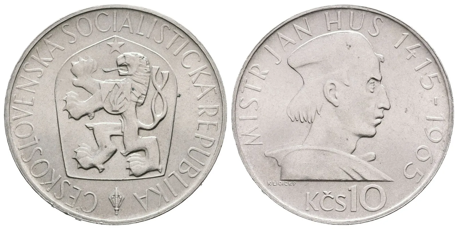 10 Kčs 1965 - Jan Hus, Aurea.111 — 1