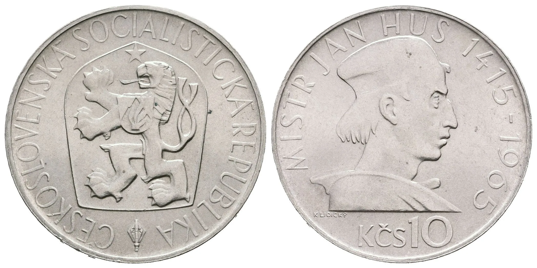 10 Kčs 1965 - Jan Hus, Aurea.111 — 1