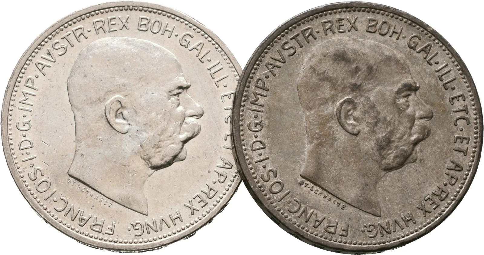 2 Koruna 1912 a 1913 - lot 2 ks