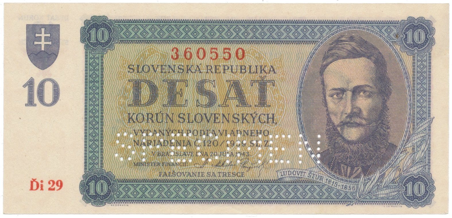 10 Koruna 1943, série Ďi 29, Hej.54a2.S2