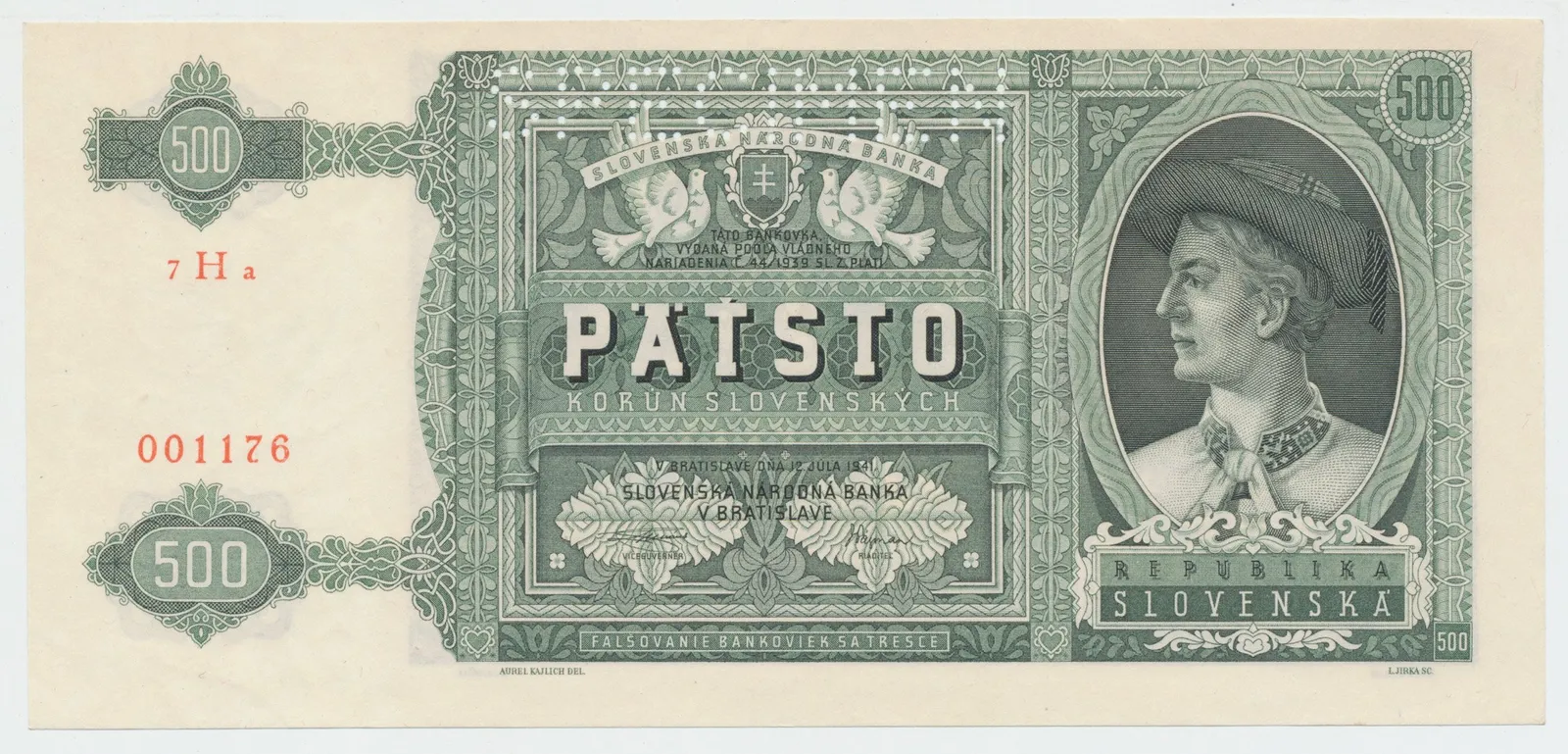 500 Koruna 1941, SPECIMEN, Hej.52a.S1