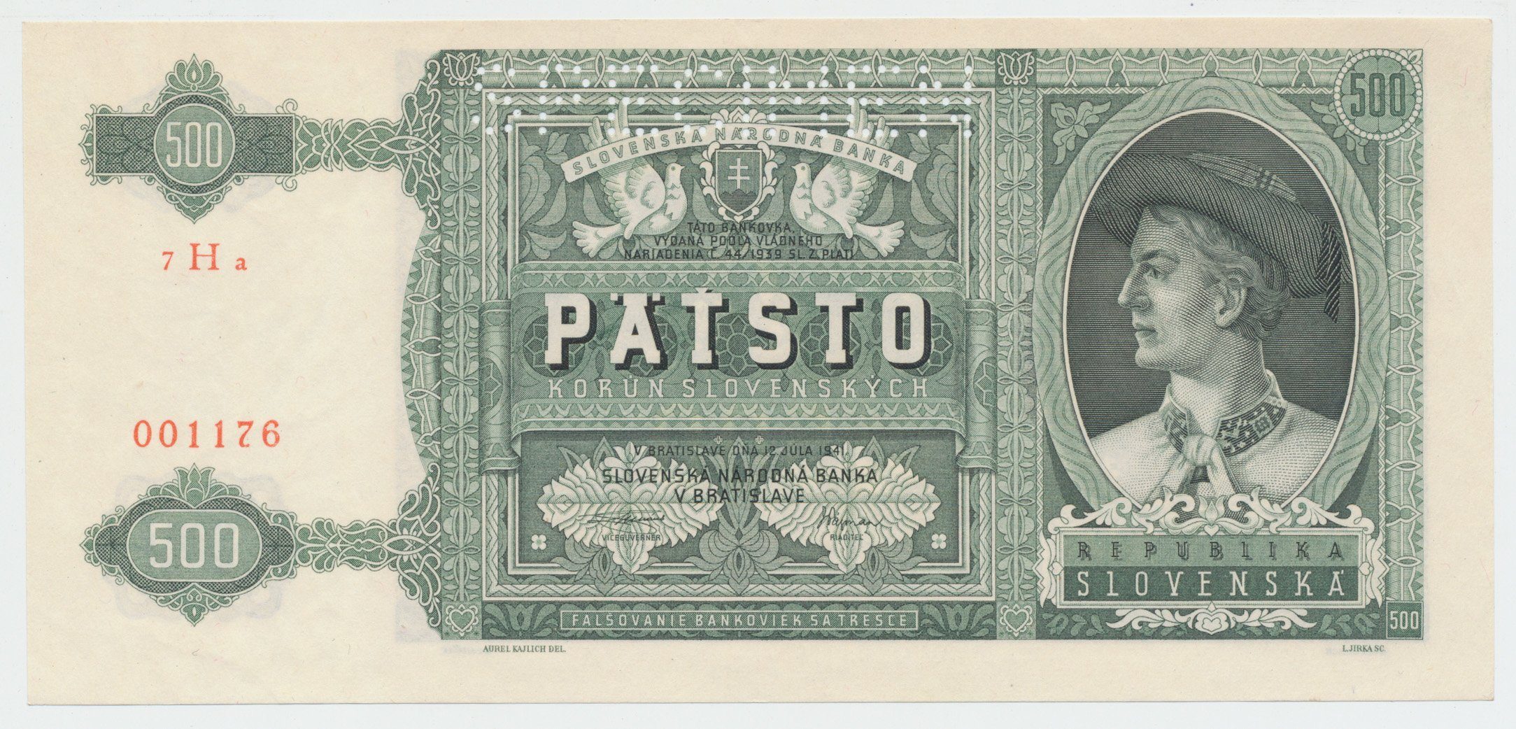 500 Koruna 1941, SPECIMEN, Hej.52a.S1