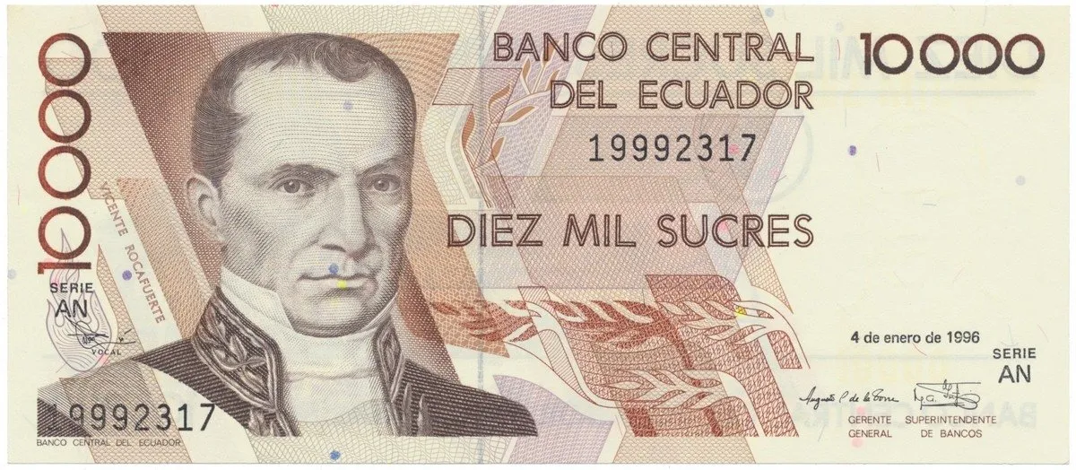 Ekvádor, 10.000 Sucres 1995~1996, P.127b