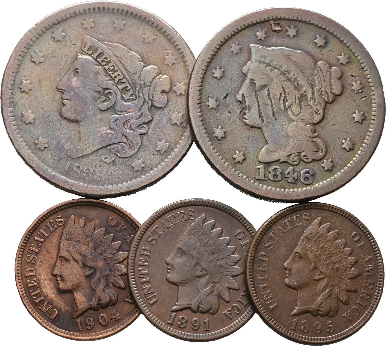 USA, Soubor 1 Centů 1838 - 1904