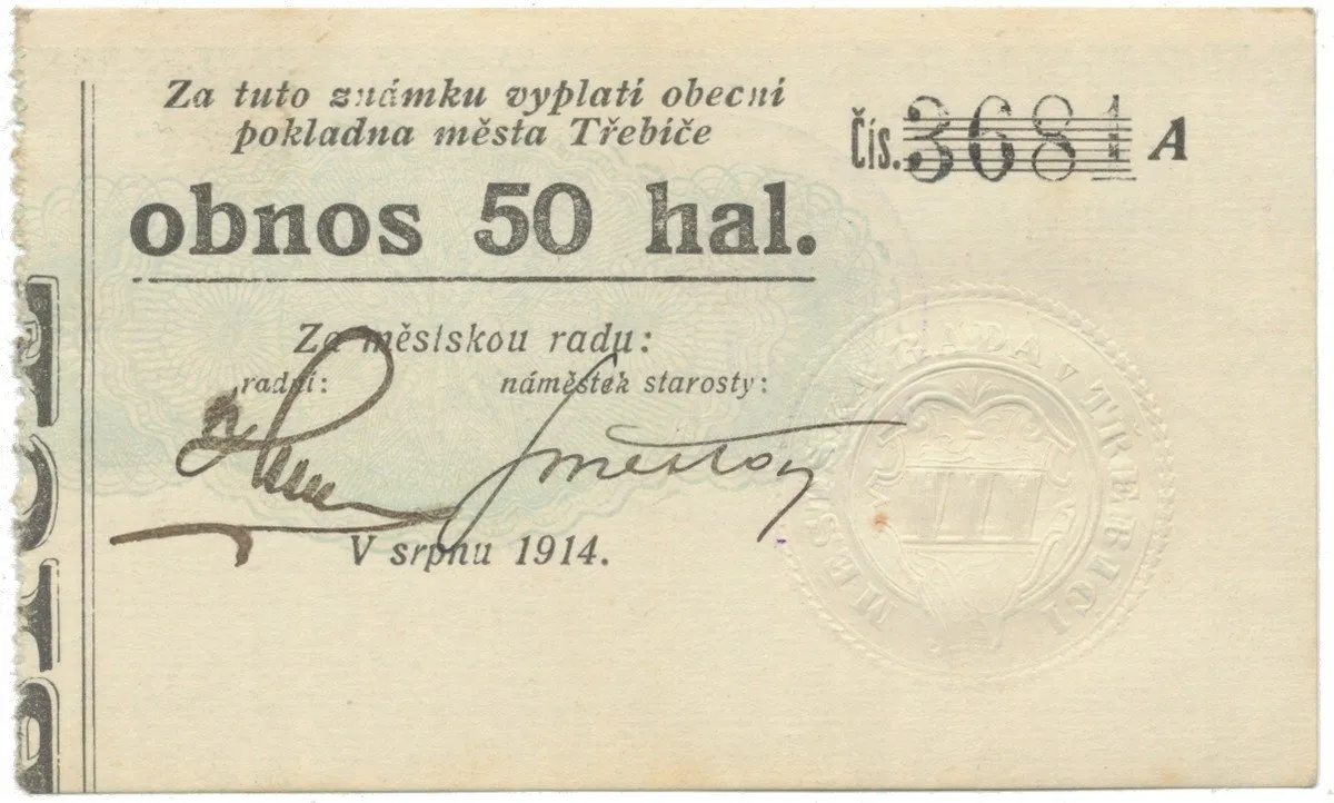 Třebíč - město, 50 hal srpen 1914, série A, HH.223.5.4h