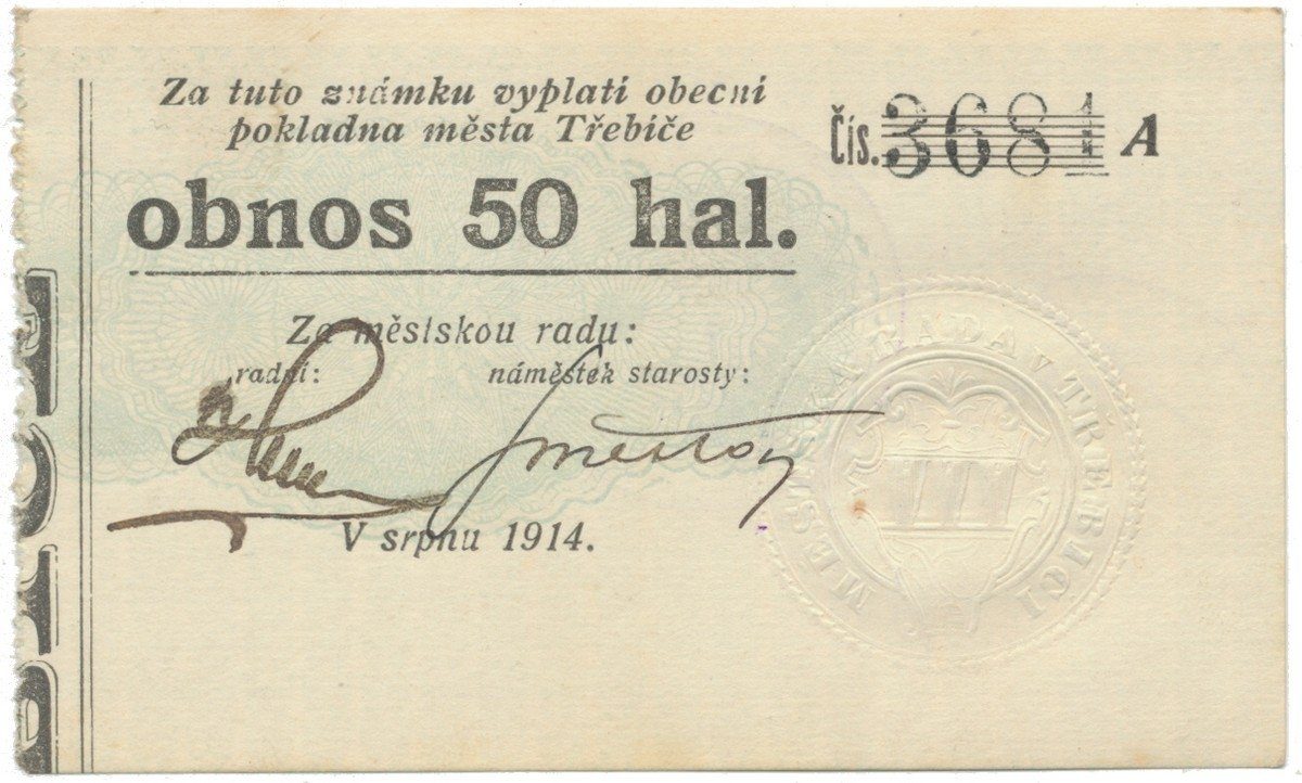 Třebíč - město, 50 hal srpen 1914, série A, HH.223.5.4h