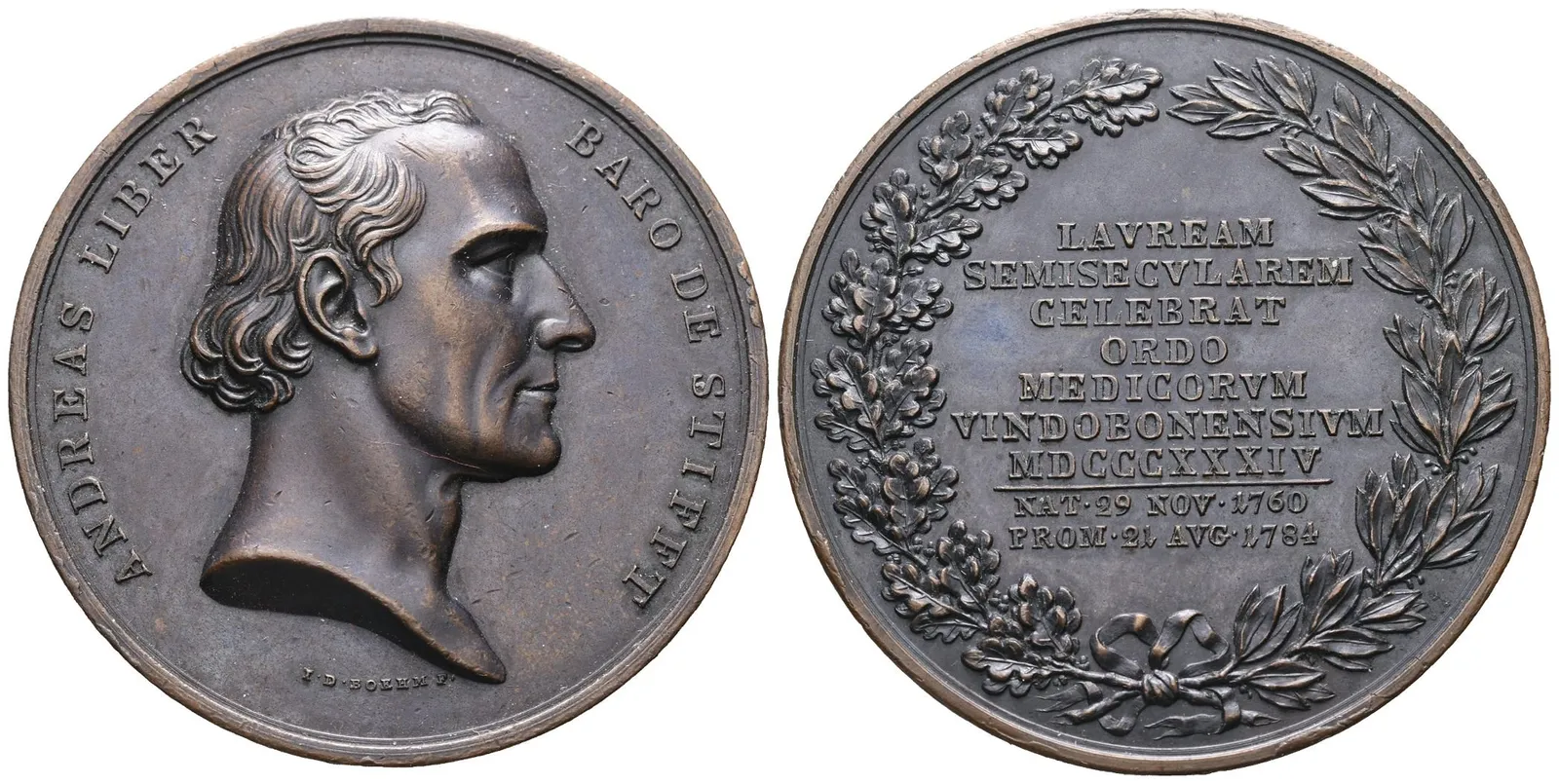 Rakousko - AE Medaile 1834 - Baron Stifft