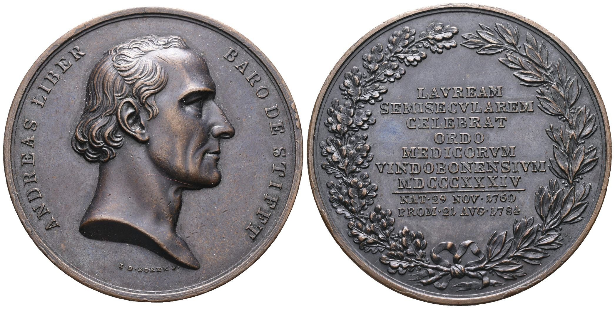 Rakousko - AE Medaile 1834 - Baron Stifft