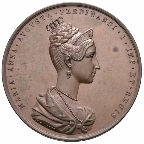 AE Medaile 1836 (J. D. Boehm) - Ke korunovaci Marie Anny na českou královnu 12. 9. 1836