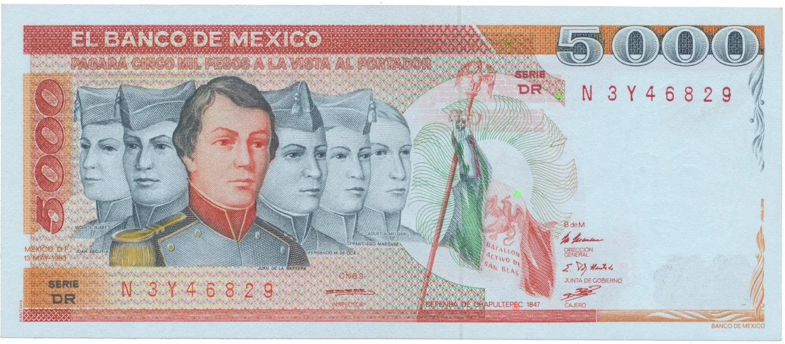 Mexiko, 5000 Pesos 13. 5. 1983, P.83a