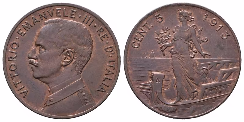 Itálie, 5 Centesimi 1913 R