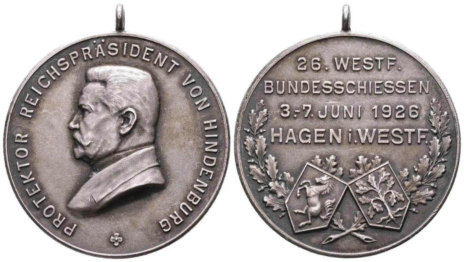 AR Medaile 1926 - 26. Westfálské spolkové střelby v Hagen, pod protektorátem říšského prezidenta — 1