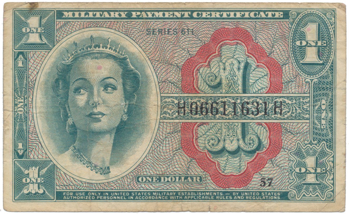 USA, vojenské vydání MPC, 1 Dollar (1964), P.M54