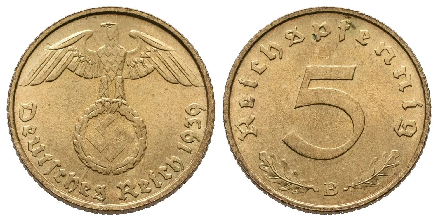 III. říše, 5 Pfennig 1939 B
