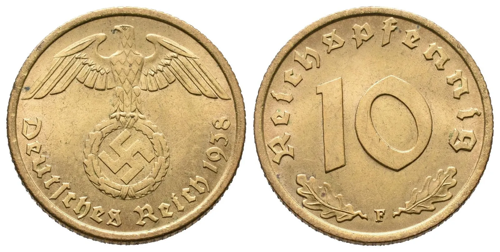 III. říše, 10 Pfennig 1938 F