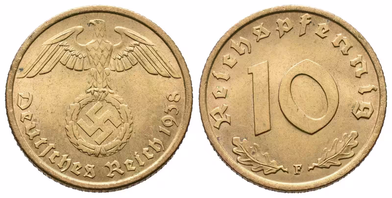 III. říše, 10 Pfennig 1938 F