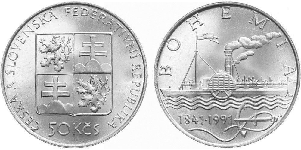 50 Kčs 1991 - Parník Bohemia