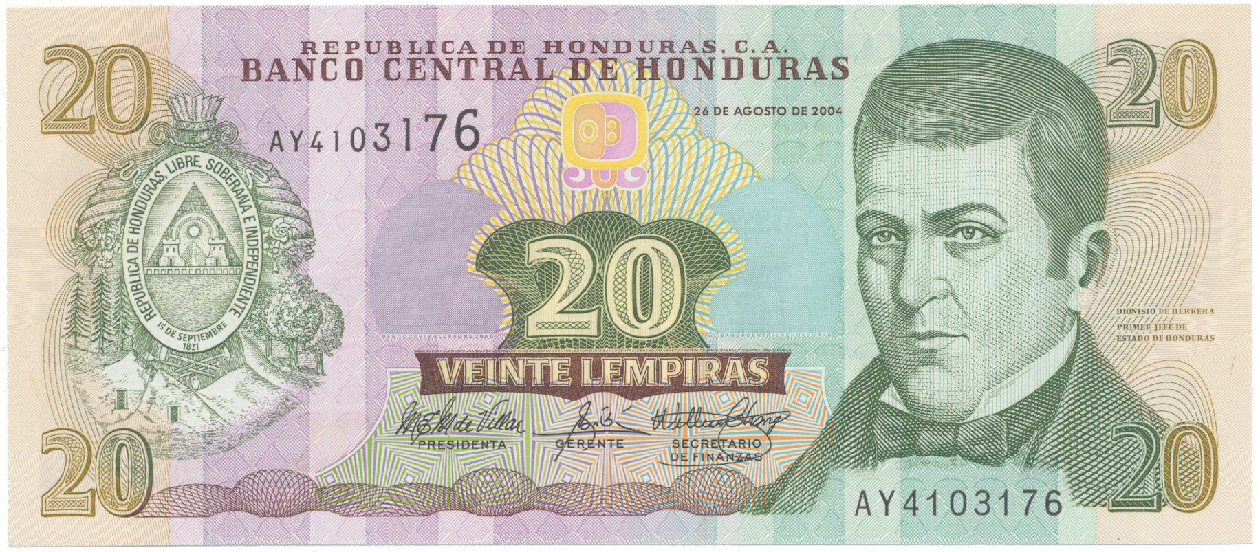 Honduras, 20 Lempiras 2004, P.92