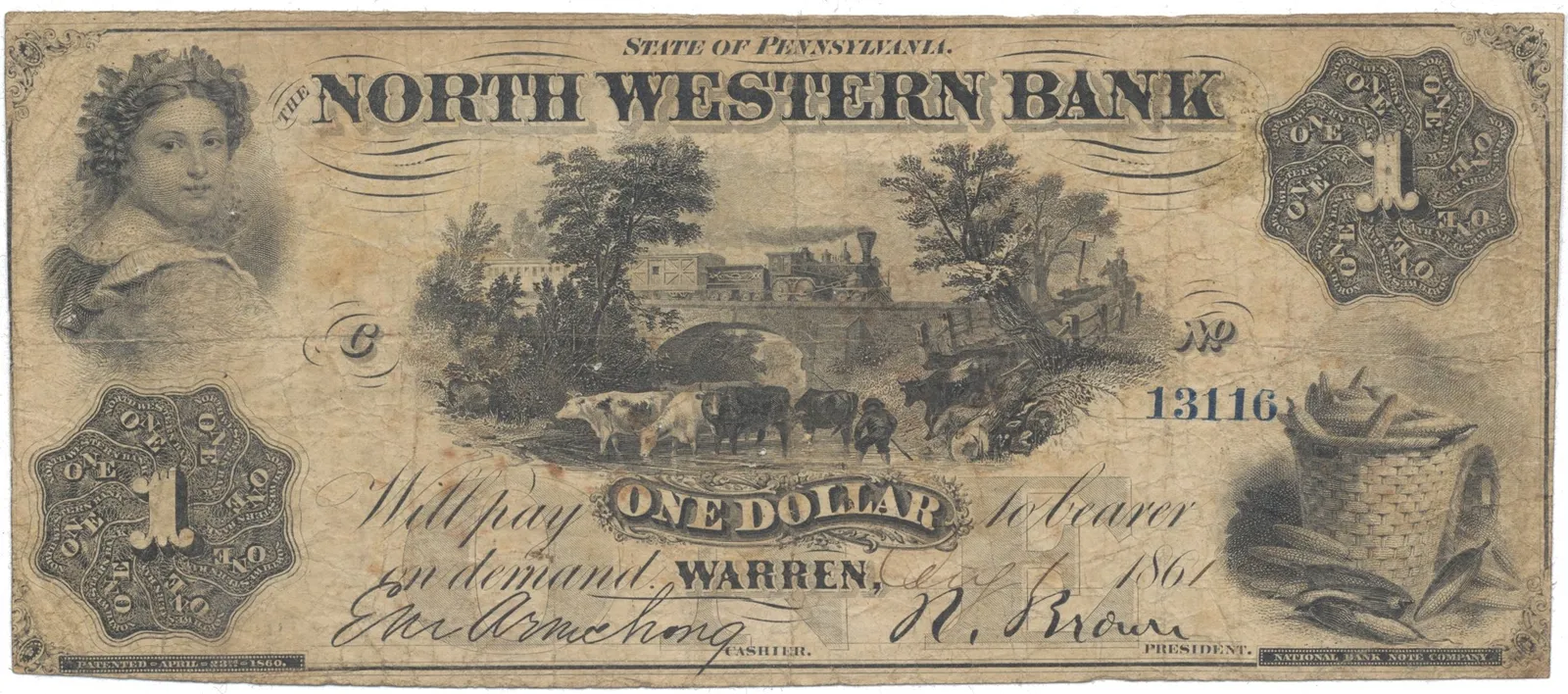 USA - Pensylvánie, 1 Dollar 1861