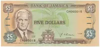 Jamajka, 5 Dollars 1991-1992, P.70d